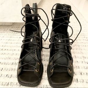 Jeffrey Campbell free people lace up leather heels